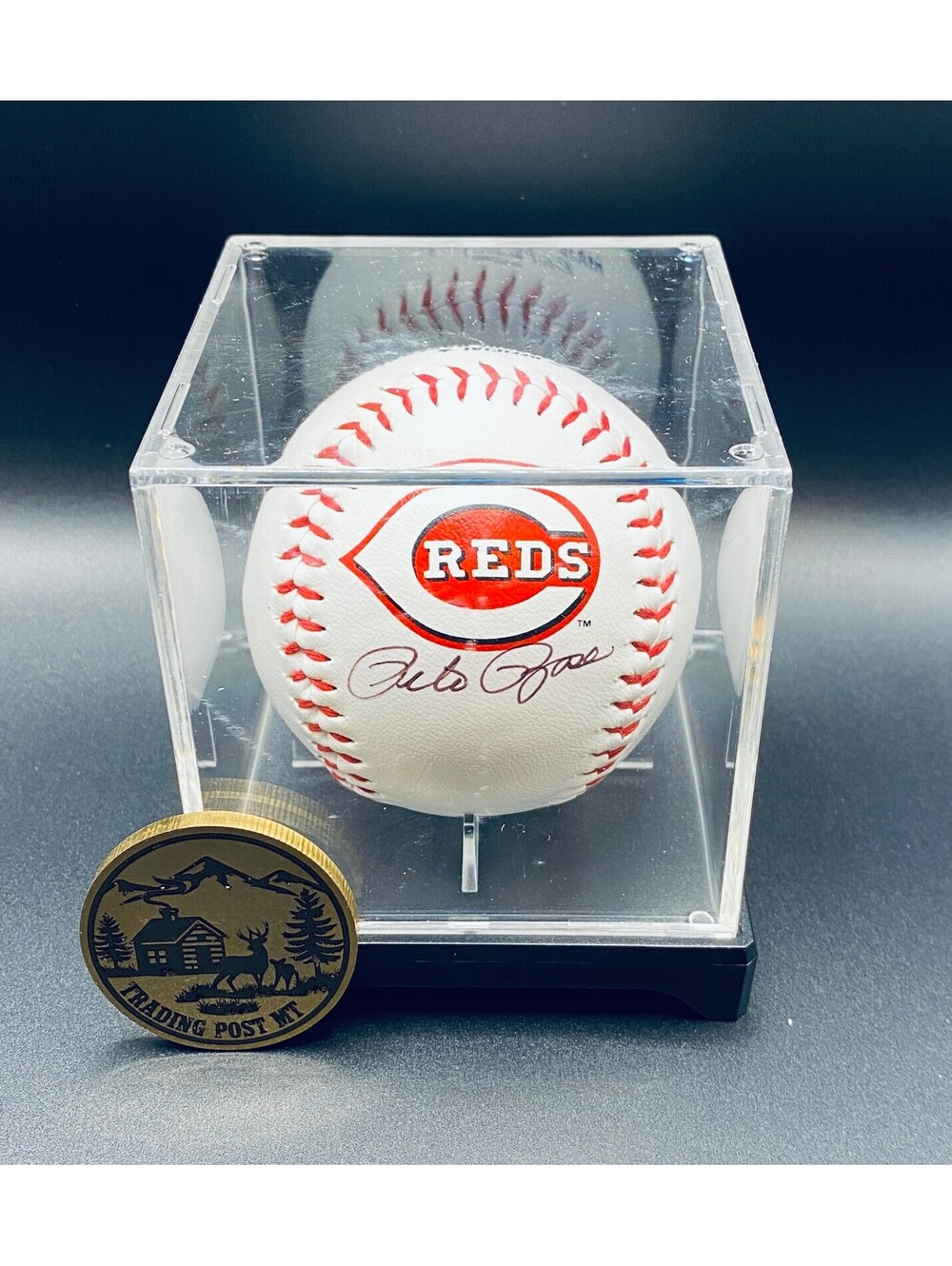 Pete Rose Signed Logo Baseball In Case With COA (PC489393)